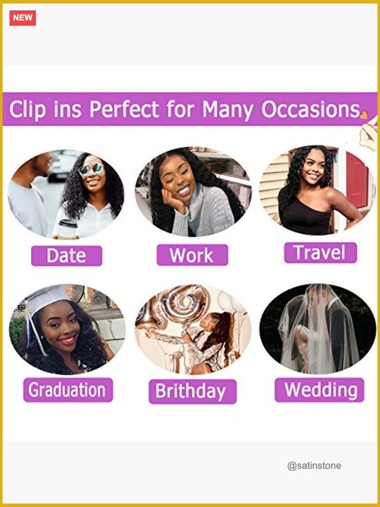 3C 4A Kinky Curly Clip In Hair Extensions Full Head 120g 14 inch main image 4